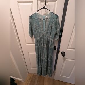 Pink blush Long Maxi lace dress